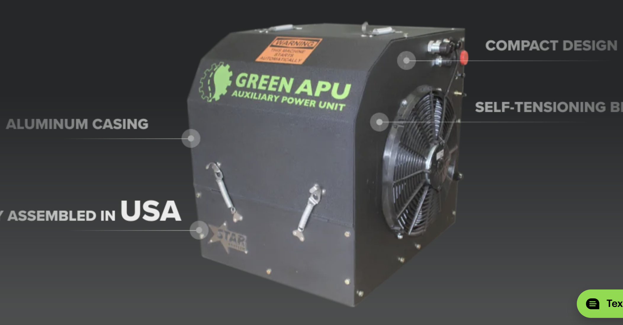 Green APU with labeling